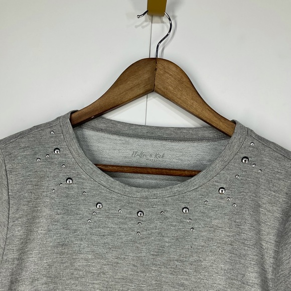 Flutter & Kick gray crew neck ruffled sleeve dress - Picture 5 of 13